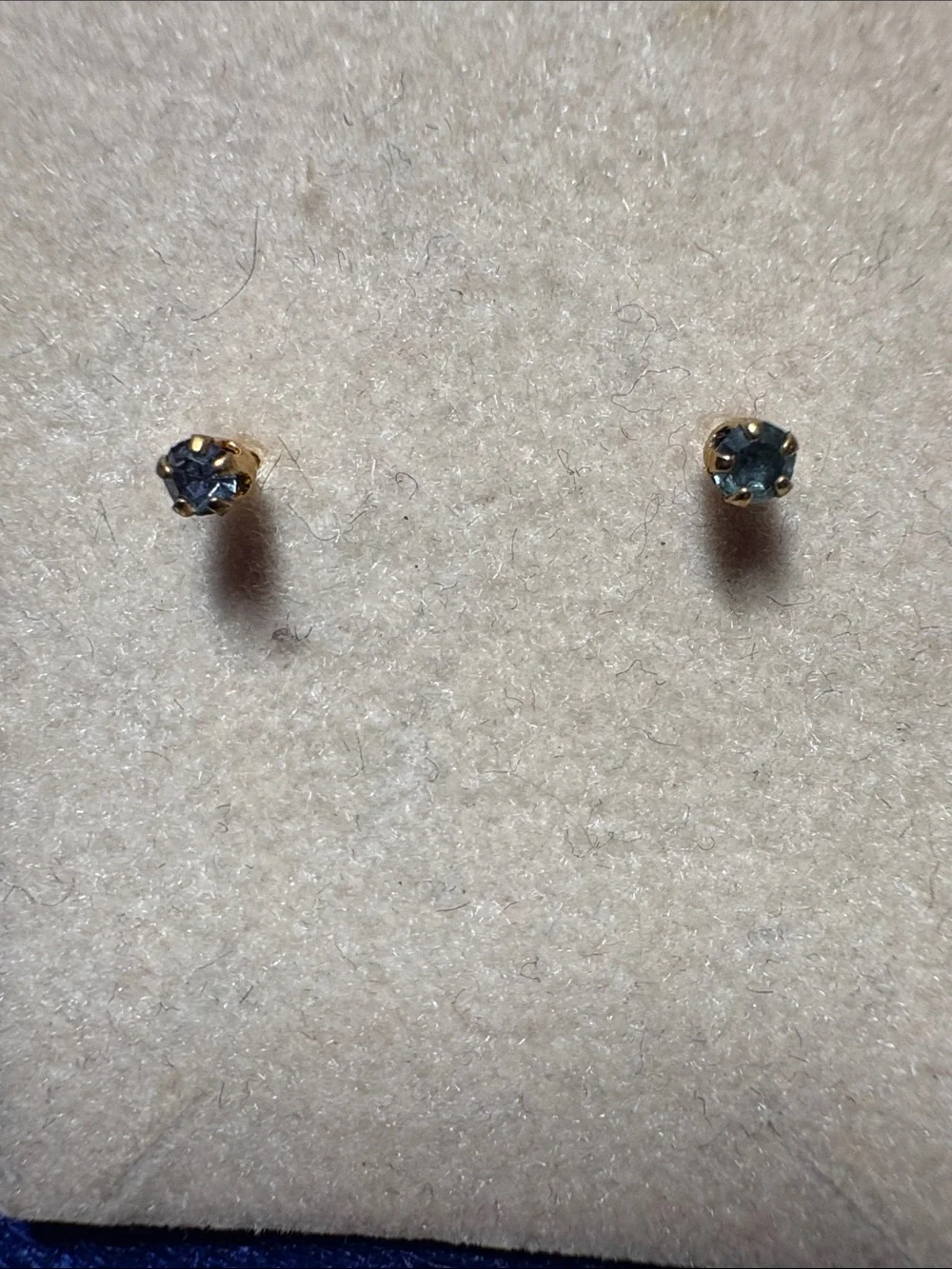 Gold-Set Blue Crystal Stud Earrings